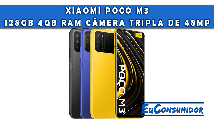 Xiaomi Poco M3 128GB 4GB RAM Câmera Tripla de 48MP